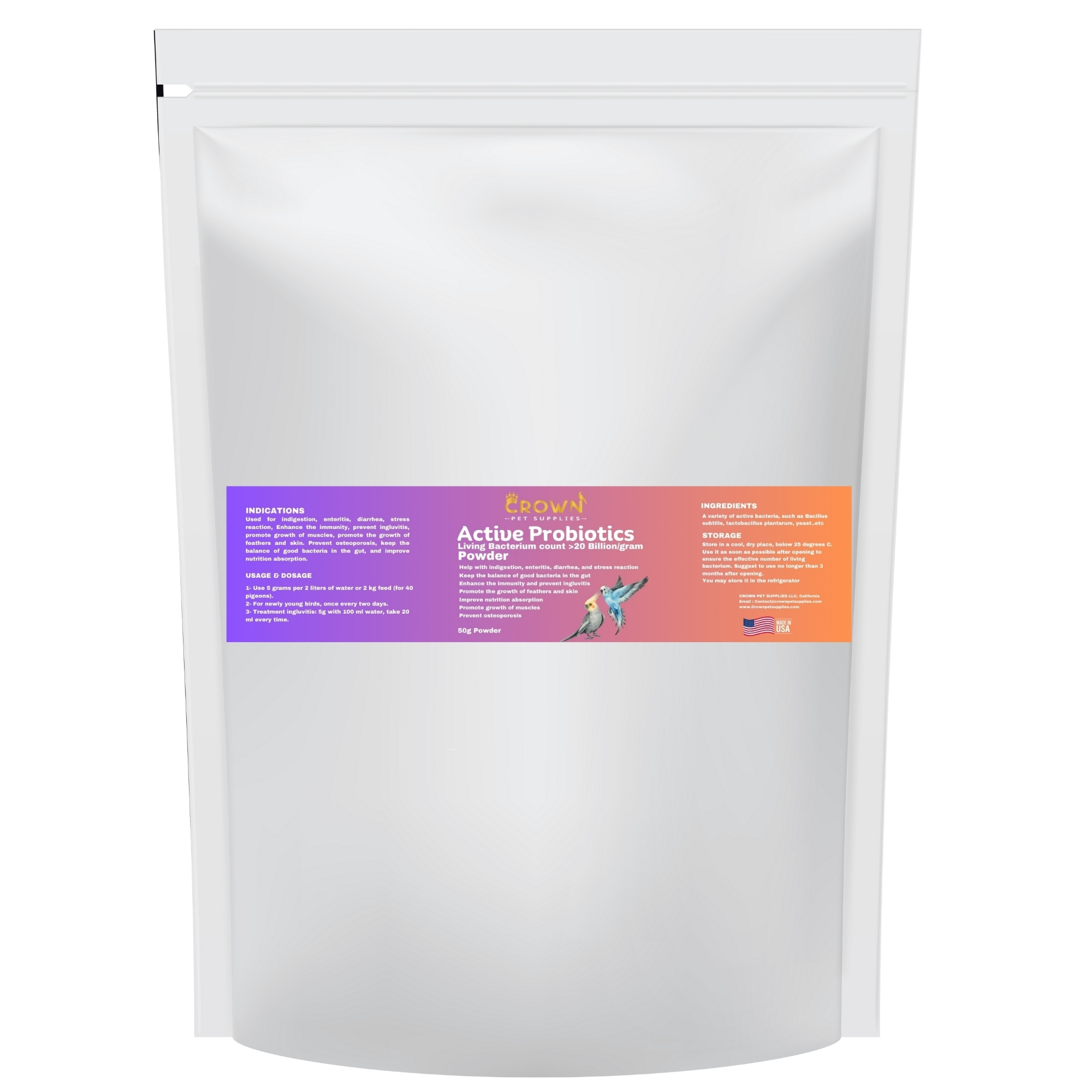 Birds Probiotics Powder Birds Probiotics Powder Over 20 Billions Beneficial Bacteria