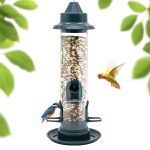 Outdoor Hanging Metal Bird Feeder Tube Hanging Wild Bird Seed Feeder 4 Port